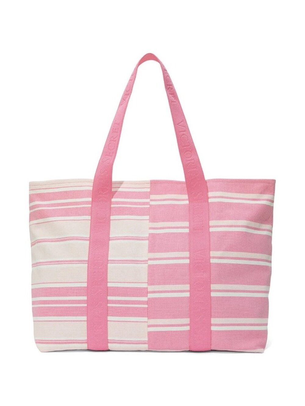 NEW VICTORIA'S SECRET Pink Heritage Stripe Logo Tote Bag Large